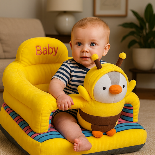 Premium 360° Baby Support Sofa Seat – Yellow Bee