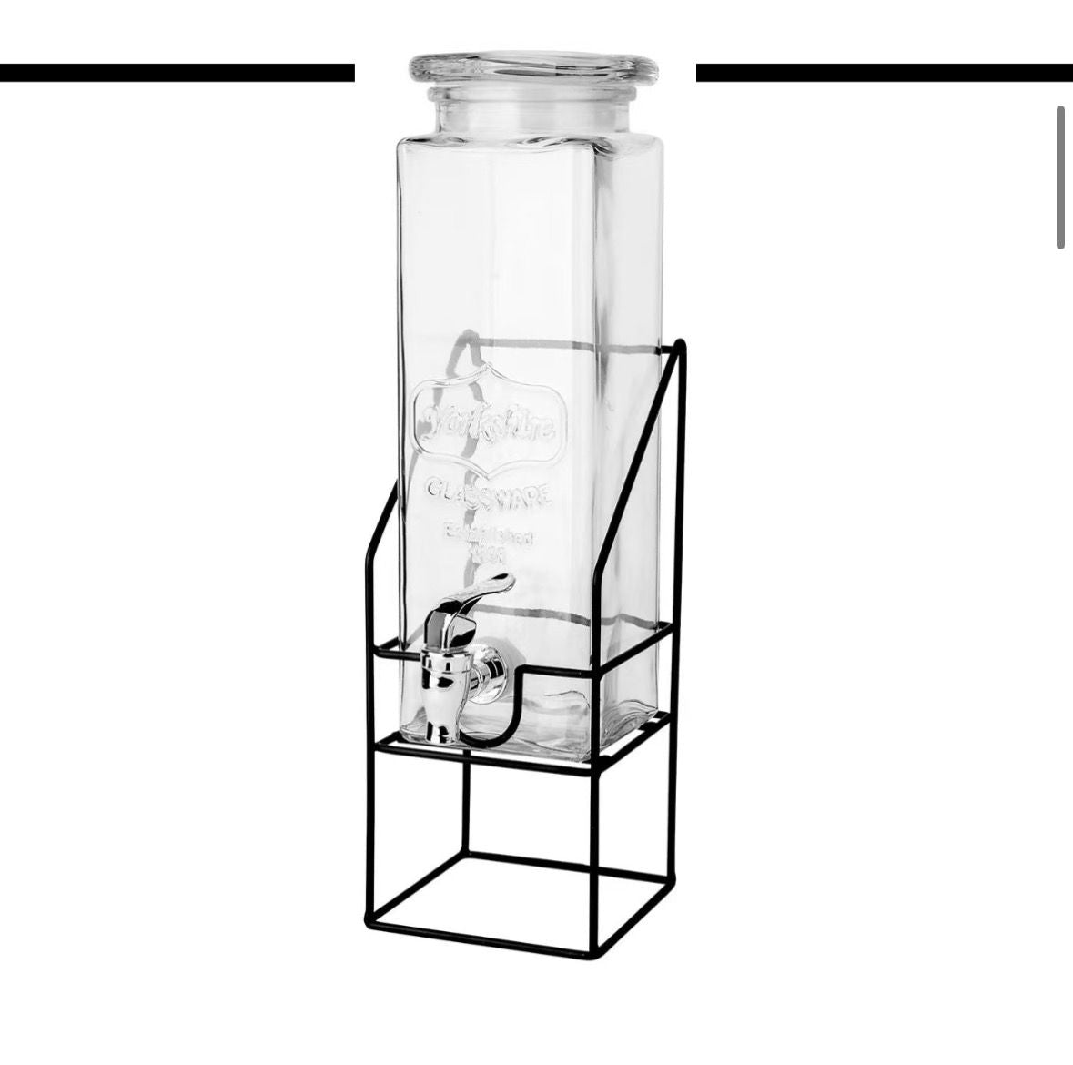 Elegant Glass Juice Dispenser with Durable Metal Base – Beverage Server