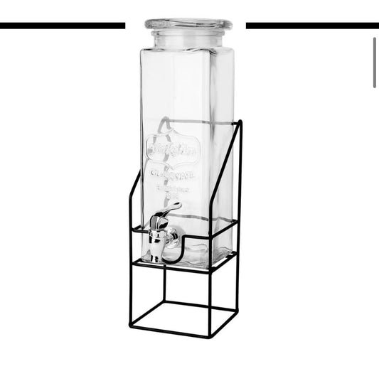 Elegant Glass Juice Dispenser with Durable Metal Base – Beverage Server