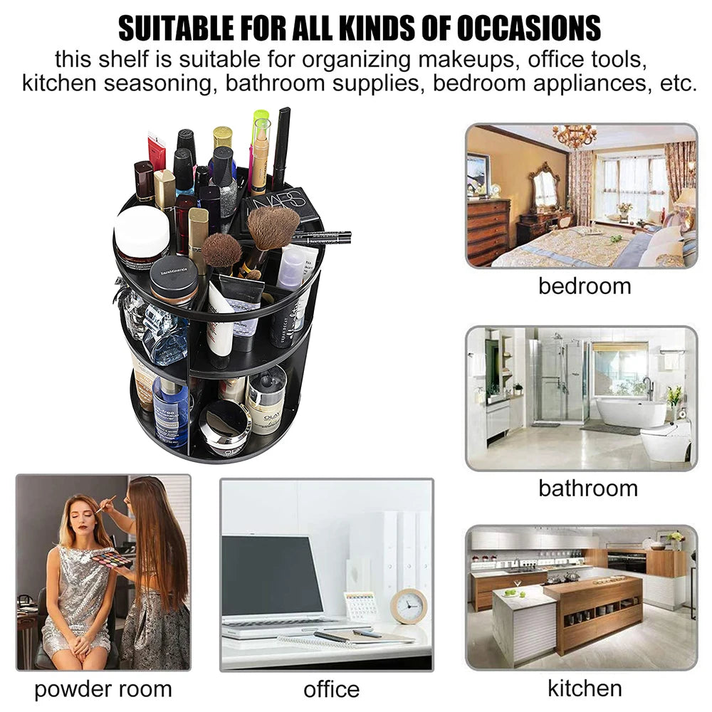 Clarify.pk 360 degree makeup organizer with multiple compartments for brushes and cosmetics