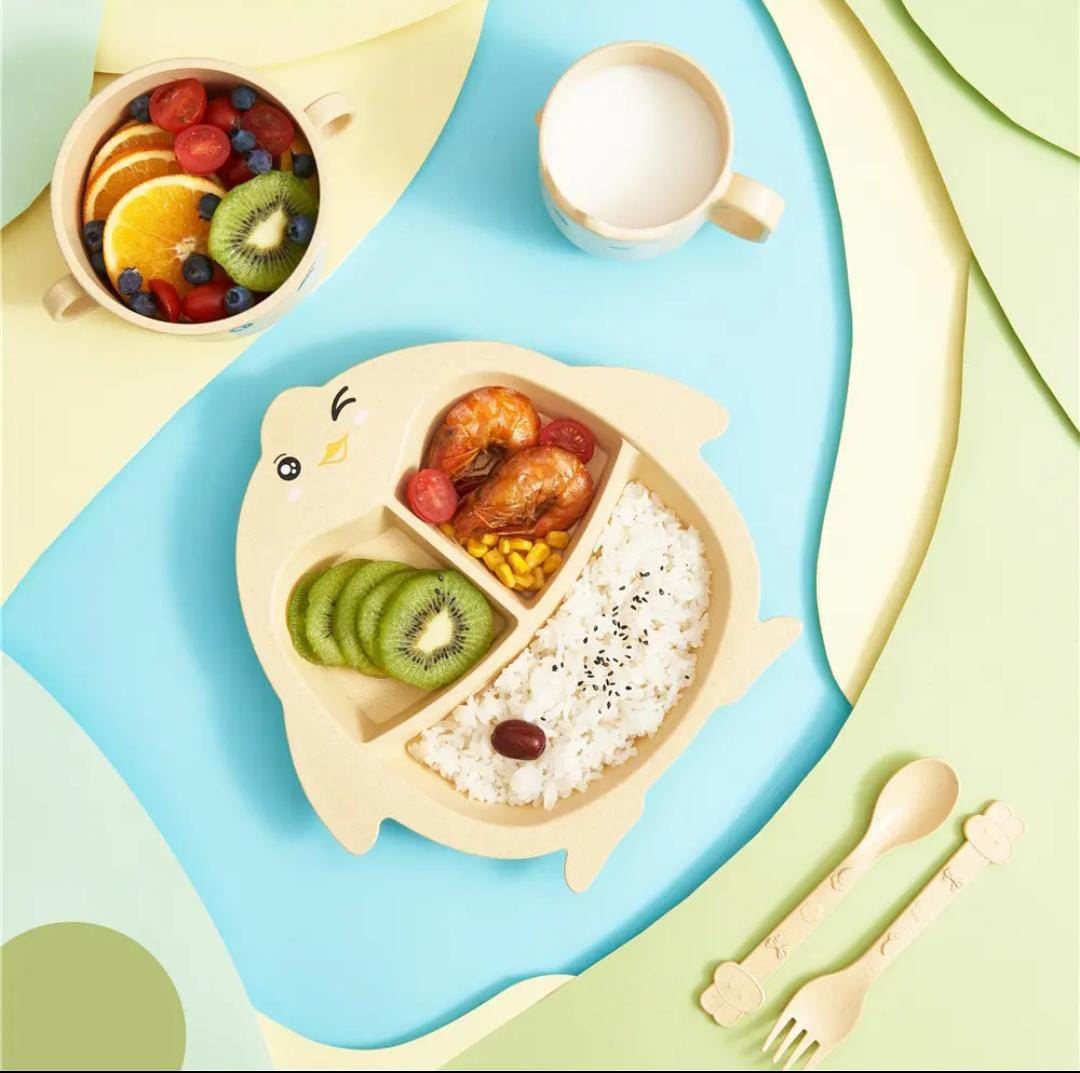 Bamboo Fibre Kids Plate & Cutlery Set – Penguin Design