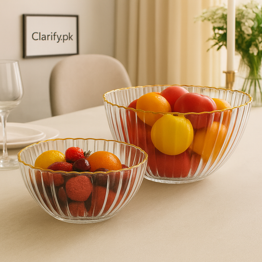 Acrylic Fruit Bowl with Gold Border – Elegant Tableware
