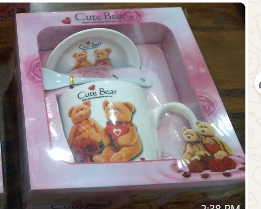 Ceramic 3-Piece Gift Set – Cup, Saucer & Spoon “Cute Bear” Edition