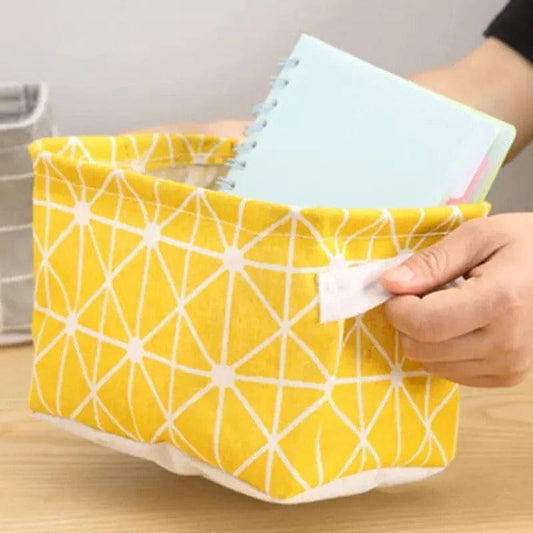 Mini Cotton Desktop Storage Basket - Stylish and Foldable Organizational Solution