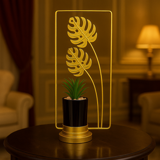 Golden Monstera Leaf Metal Plant Pot - Luxury Home Decor