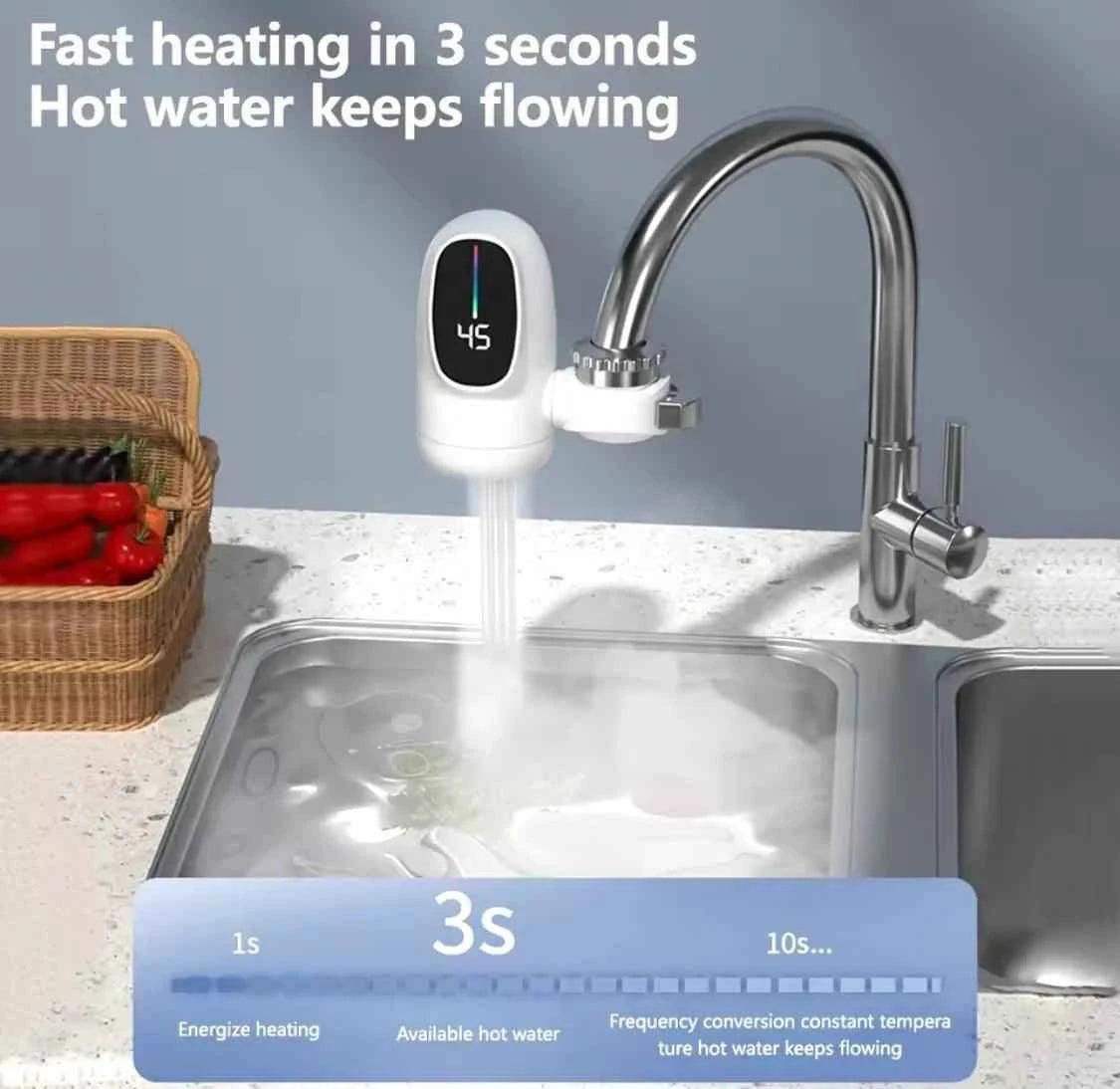 Digital Display Kitchen Faucet Adapter, 3000W.