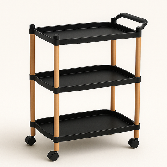 3-Tier Rolling Organizer Cart - Black