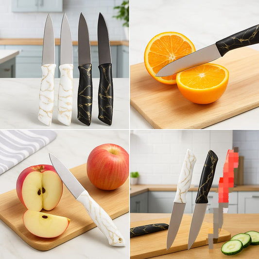 Pack of 4 Marble Handle Knives – Premium Kitchen Knife Set