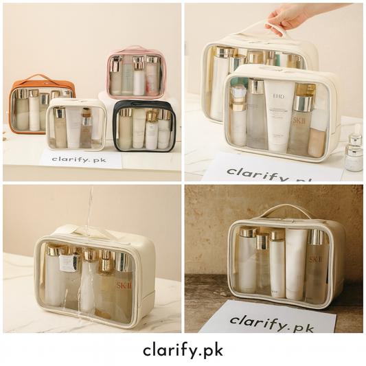 PVC Transparent Makeup Bag – Large Capacity Travel Toiletry Organizer