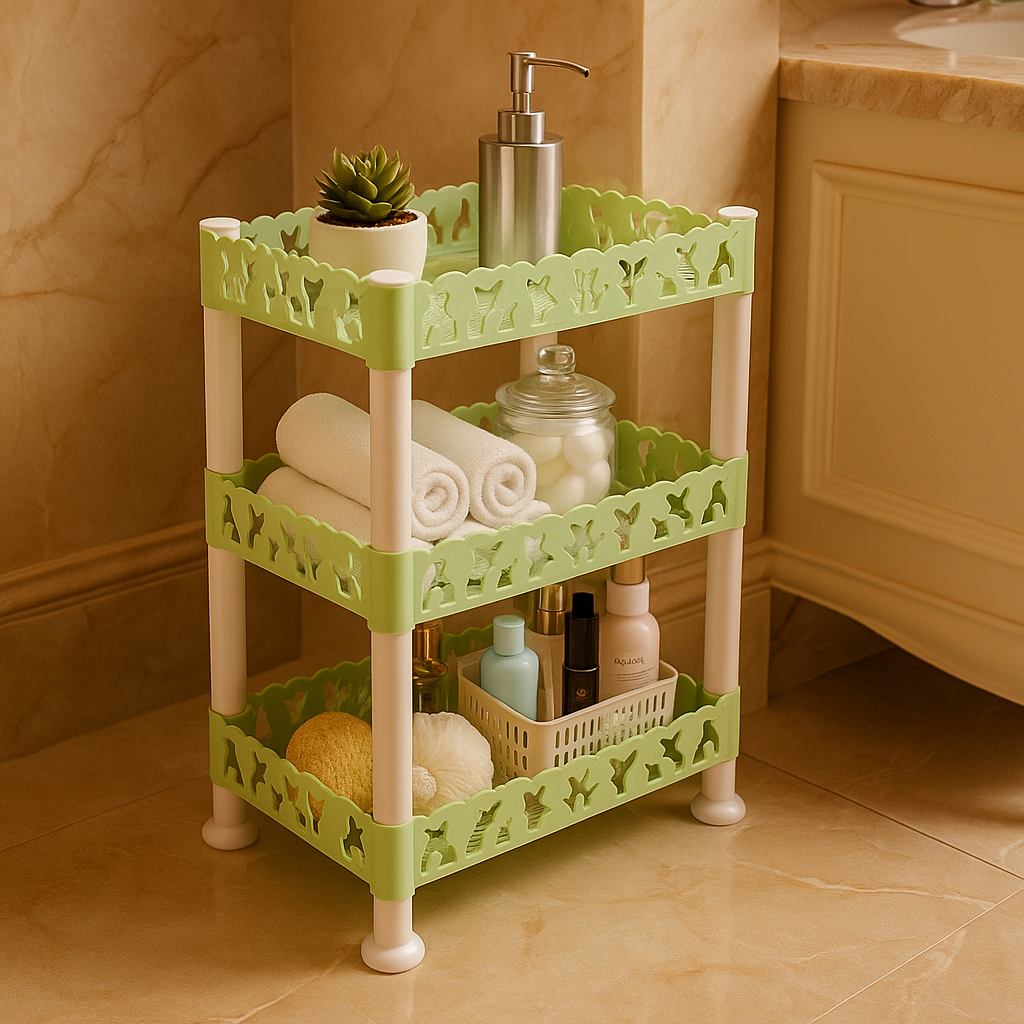 3 Layer Plastic Shelf – Multi-Purpose Storage Rack