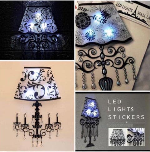 Clarify.pk 3D LED wall light for bedroom with floral design and decorative hanging beads in black and white