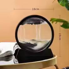 Clarify.pk 3D moving sand art in circular black frame on black stand for home decor