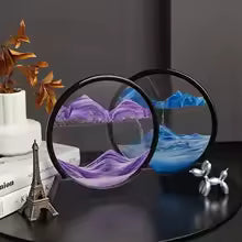 Clarify.pk 3D moving sand art with purple and blue sand in dual circular frames for home decor