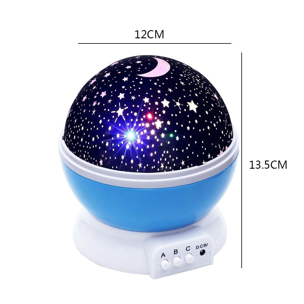 Clarify.pk 3D night light projector with moon and star patterns in blue and white design
