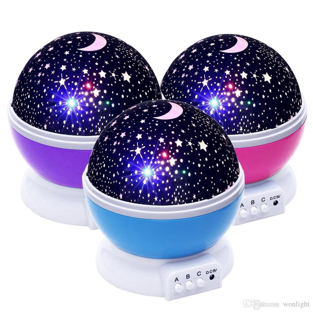 Clarify.pk 3D night light projector with star and moon patterns in blue purple and pink color options