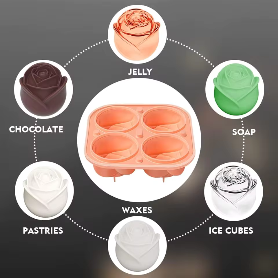 Clarify.pk 3D rose ice cube molds silicone tray for making ice cubes, jelly, soap, chocolate, pastries, and waxes