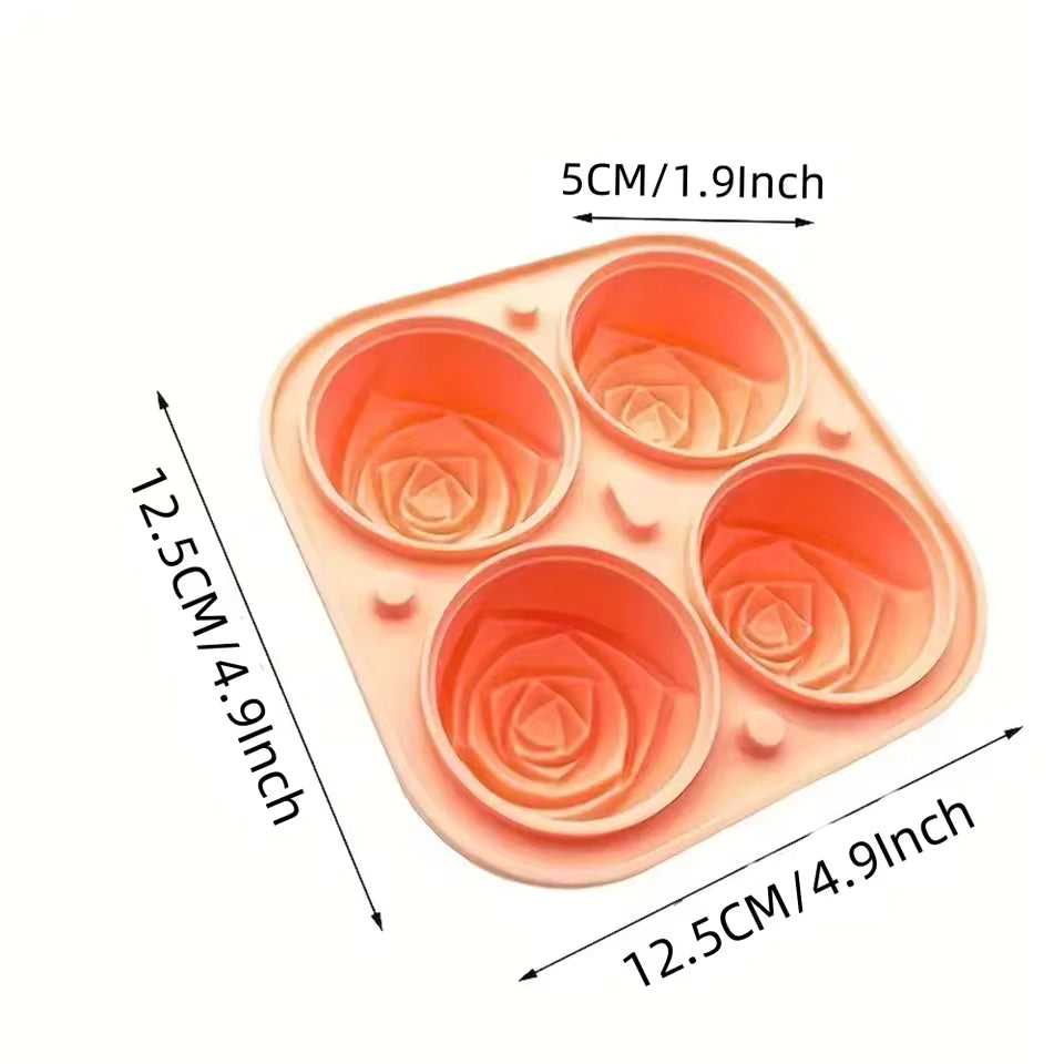 Clarify.pk 3D rose ice cube molds silicone tray with four detailed rose-shaped cavities