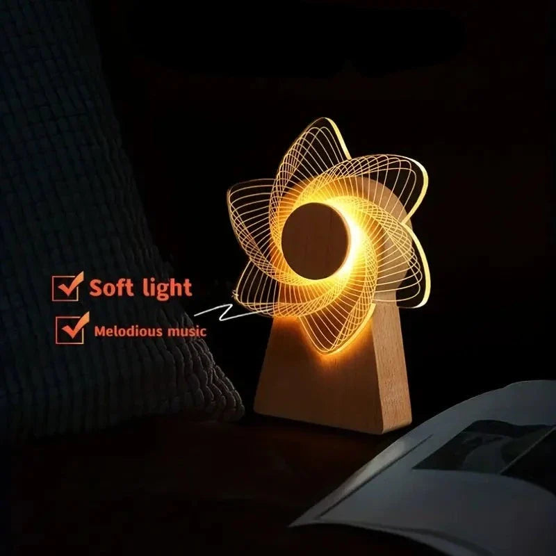 Clarify.pk 3D windmill night light lamp with soft light and melodious music features