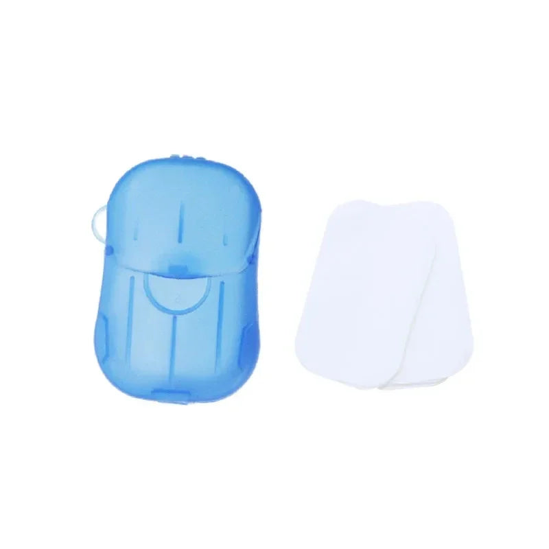 4 box travel soap paper sheets with blue compact case for easy portability and hygiene