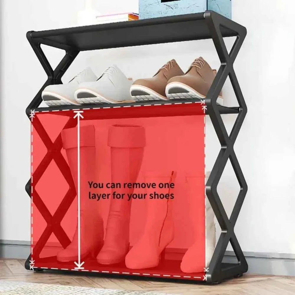 4 layer shoe rack home assembly with adjustable layers for versatile shoe storage