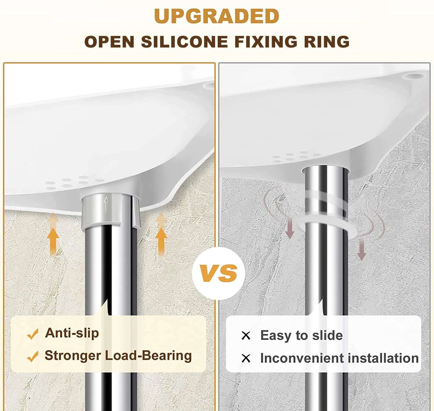 Clarify.pk 4 tier bathroom storage rack with upgraded open silicone fixing ring for anti-slip and stronger load-bearing
