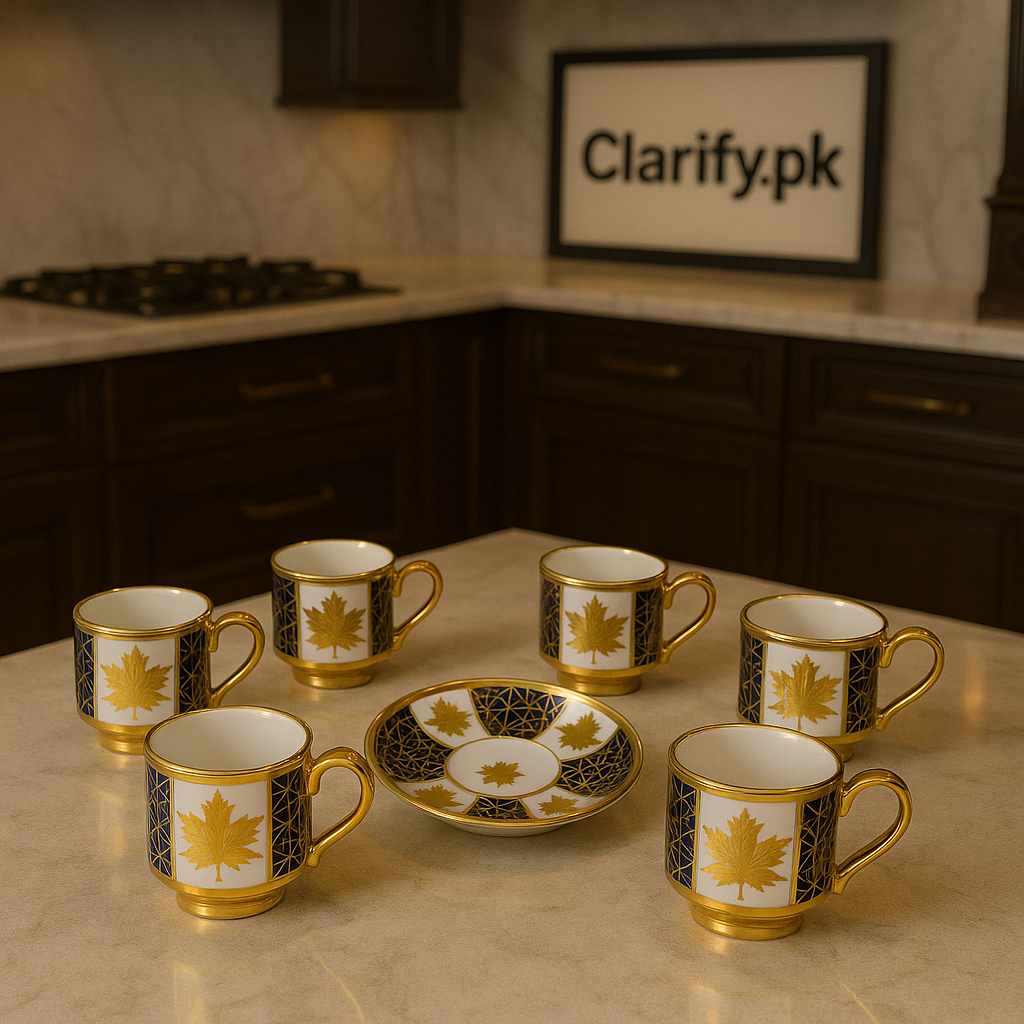 Golden 6pcs Cup & Saucer Set – Luxury Tea & Coffee Set