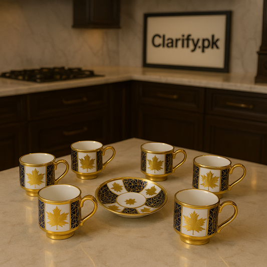 Golden 6pcs Cup & Saucer Set – Luxury Tea & Coffee Set