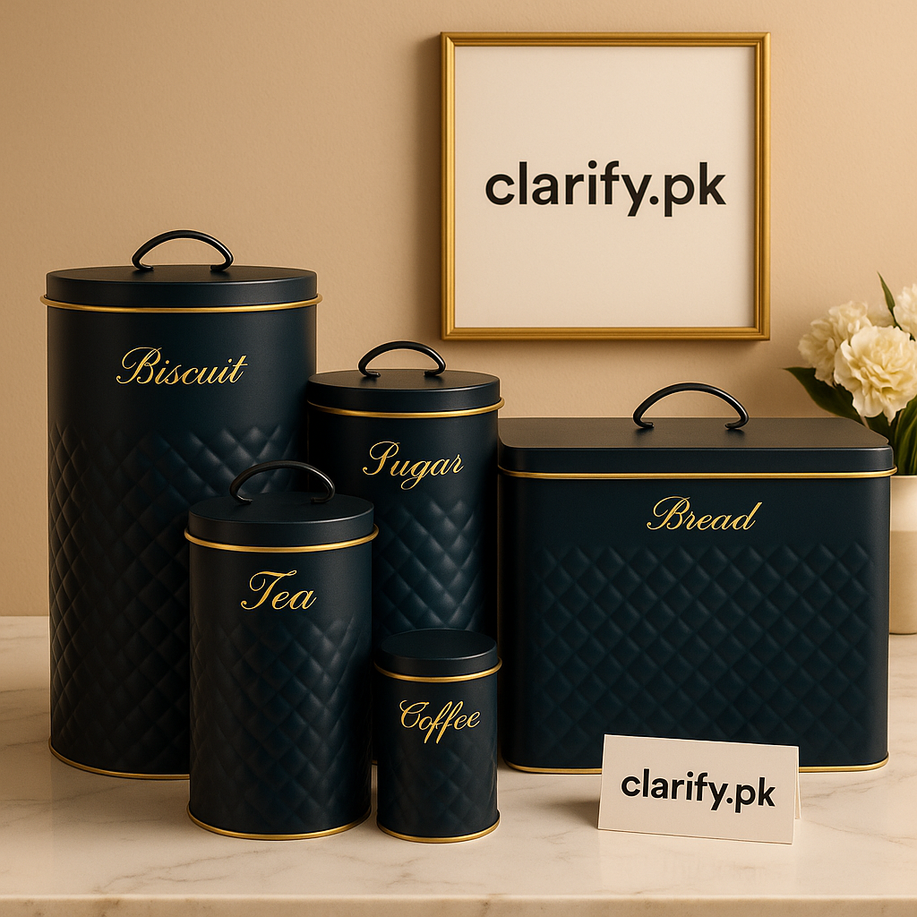 Luxury 5-Piece Kitchen Storage Set – Bread, Tea, Coffee, Sugar & Biscuits