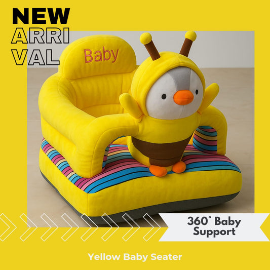 Premium 360° Baby Support Sofa Seat – Yellow Bee
