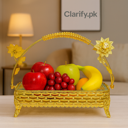 Golden Basket Tray – Elegant Home Organizer