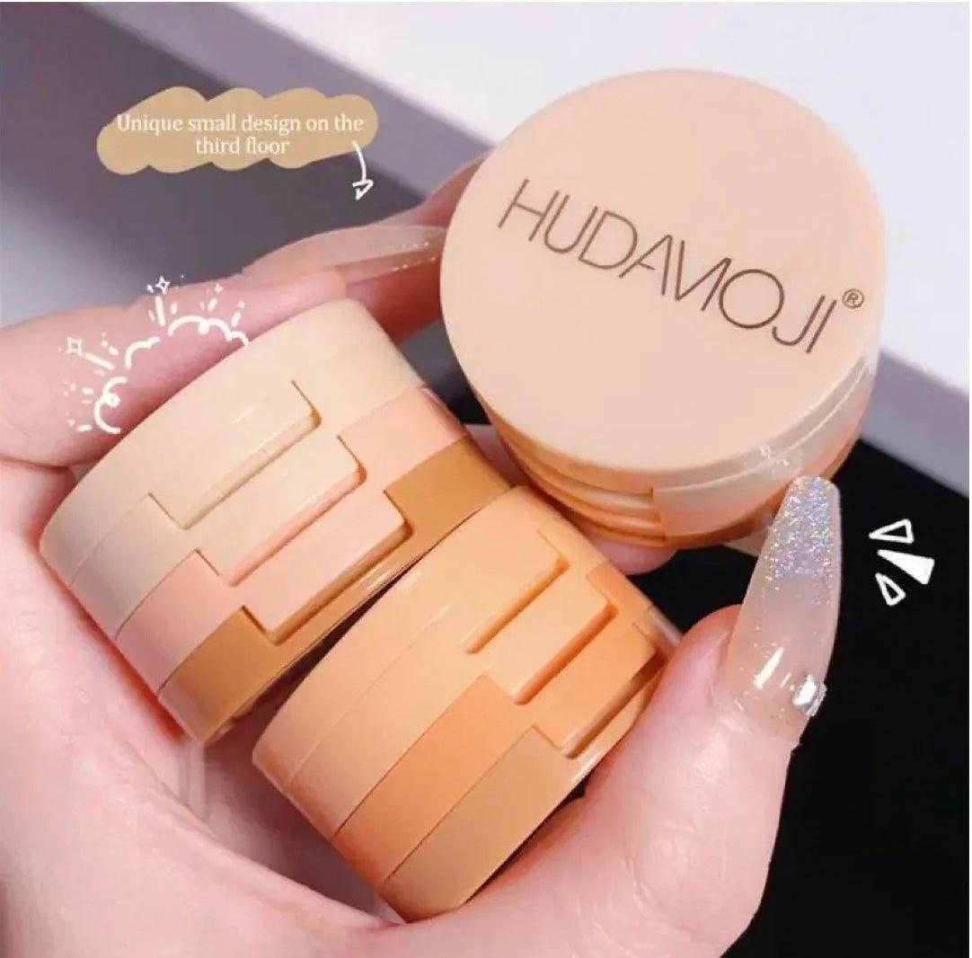3-in-1 Blush Highlighter Set - Cutest Hudamoji Mini Blush & Highlighter with Pearly Finish - Clarify.pk
