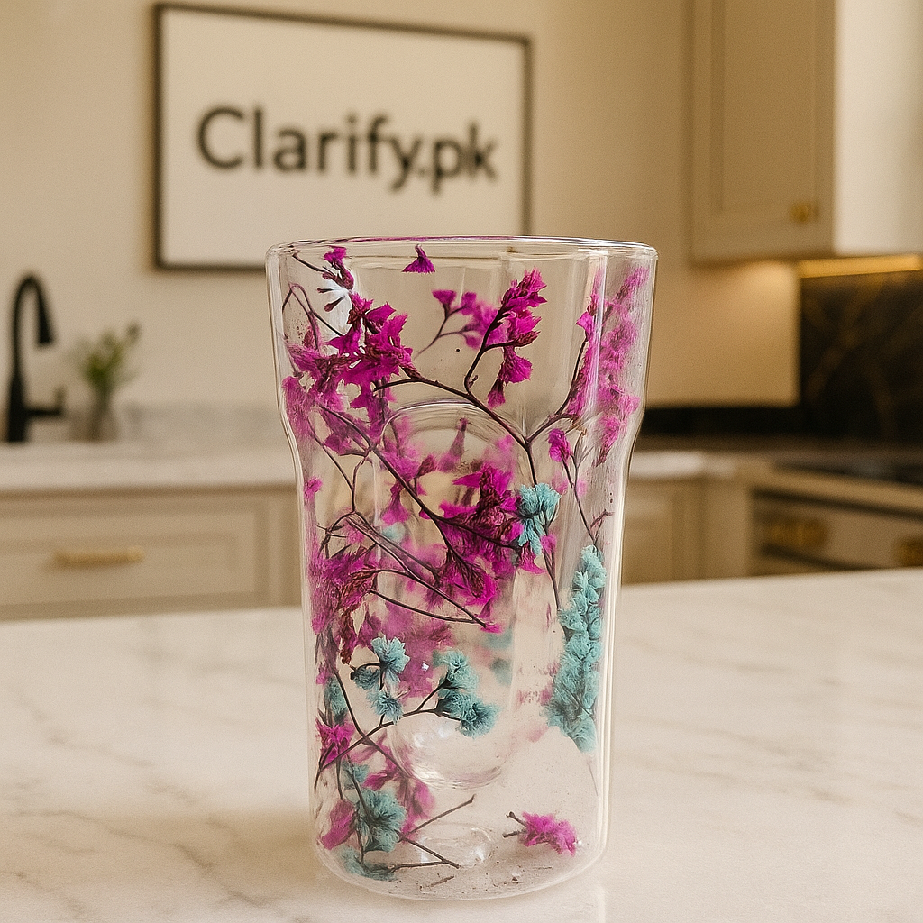 Luxury Double Layer Floral Glass Cup - Bloom Edition Drinkware
