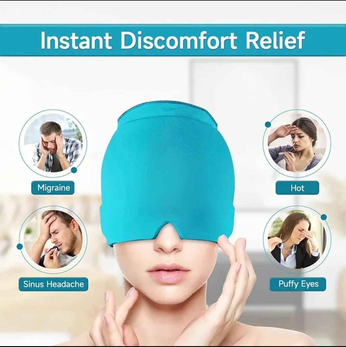 Migraine Relief Hat headache hat Gel Hot Cold Therapy Ice Cap For Relieve Pain Ice Hat Eye Mask.