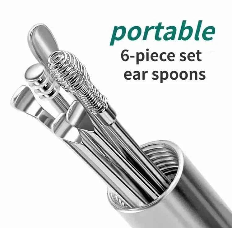 6-Piece Stainless Steel Ear Cleaning Kit, Ear Care Set for Adults, Earwax Removal Tools, Earpick Cleaning Set.