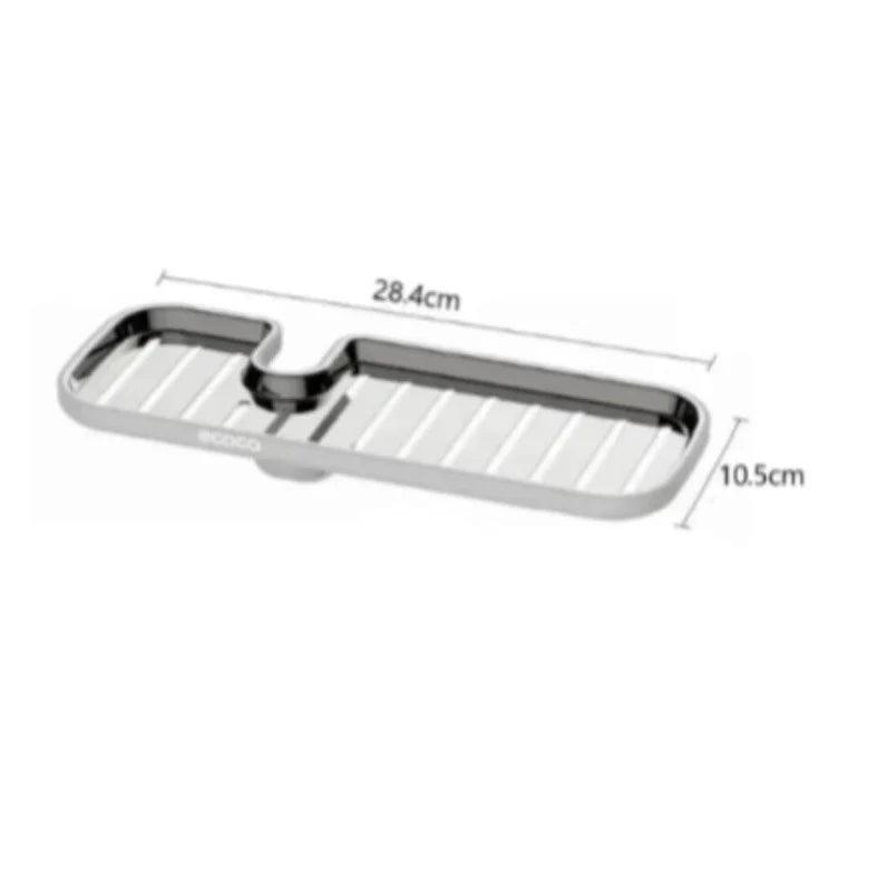 Stainless Steel Kitchen Rack - Faucet and Sponge Storage Shelf for Dish Cloths. - Clarify.pk
