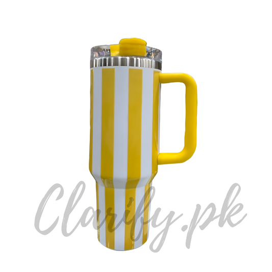 Premium Yellow Stripe 40oz Tumbler – 1200ml Water Bottle