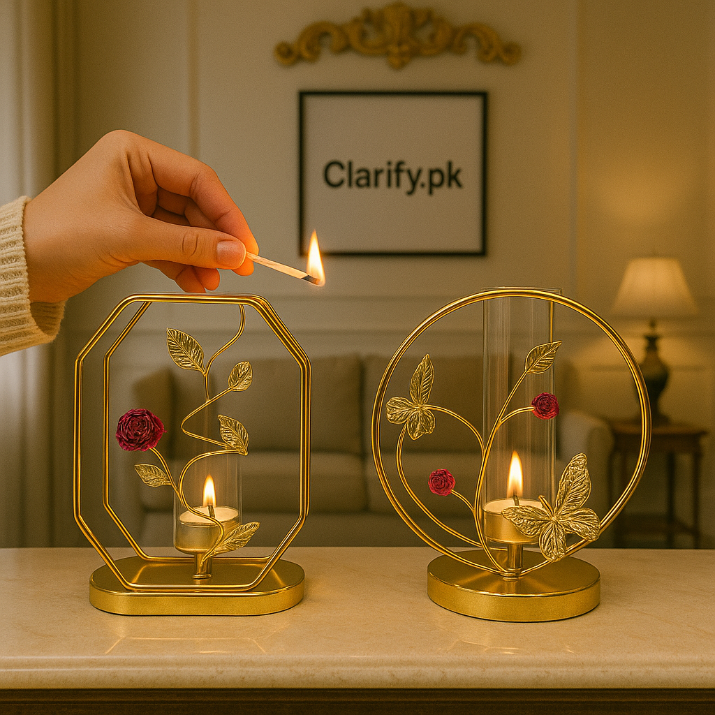 Metal Golden Candle Stand – Elegant Home Décor