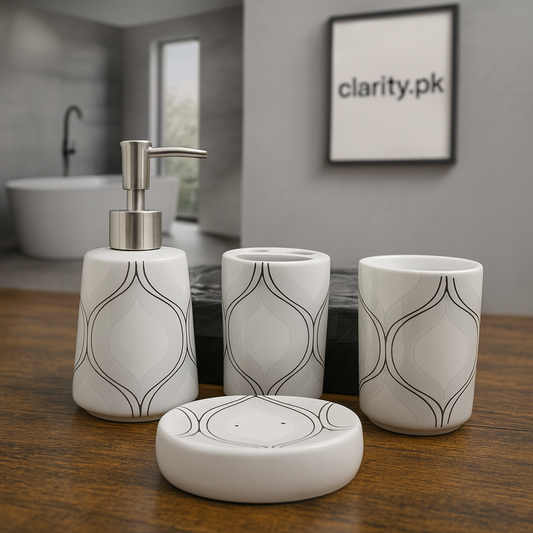 Luxury 4Pcs White Marble Bath Set – Modern Bathroom Décor