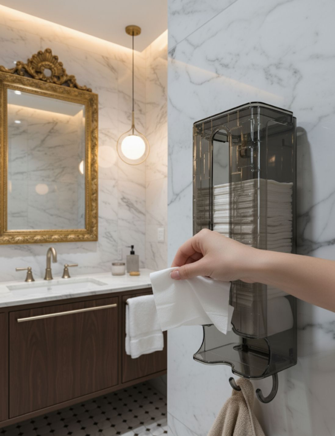 Acrylic Wall Mounted Tissue Holder – Modern Bathroom & Kitchen Dispenser