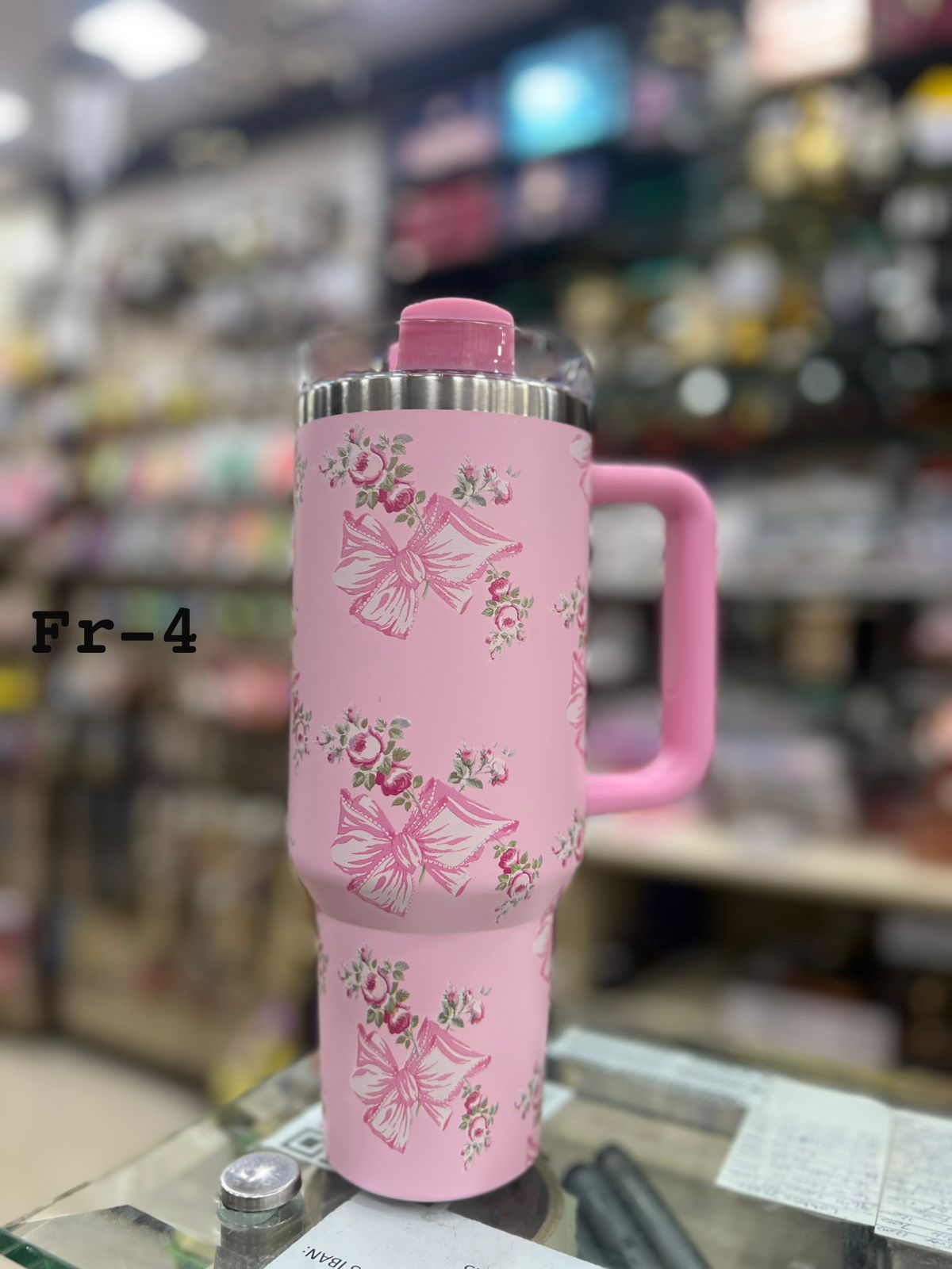 Premium Pink Bow & Roses 40oz Tumbler With Handle – 1200ml