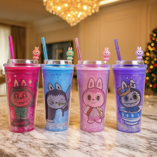 Labubu Printed Straw Tumbler – 750ml (Random Print)