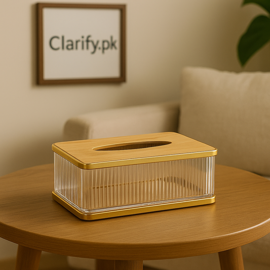 Modern Acrylic Tissue Holder with Wooden Lid