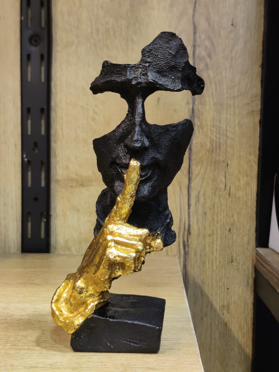 Premium Black Abstract Face Statue Set – Modern Fiber Art Décor