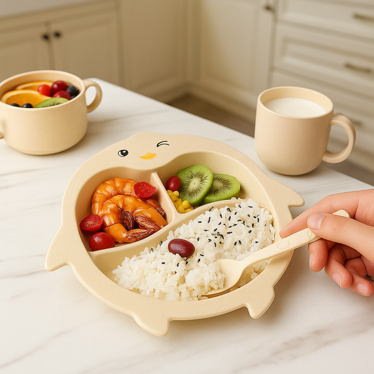 Bamboo Fibre Kids Plate & Cutlery Set – Penguin Design