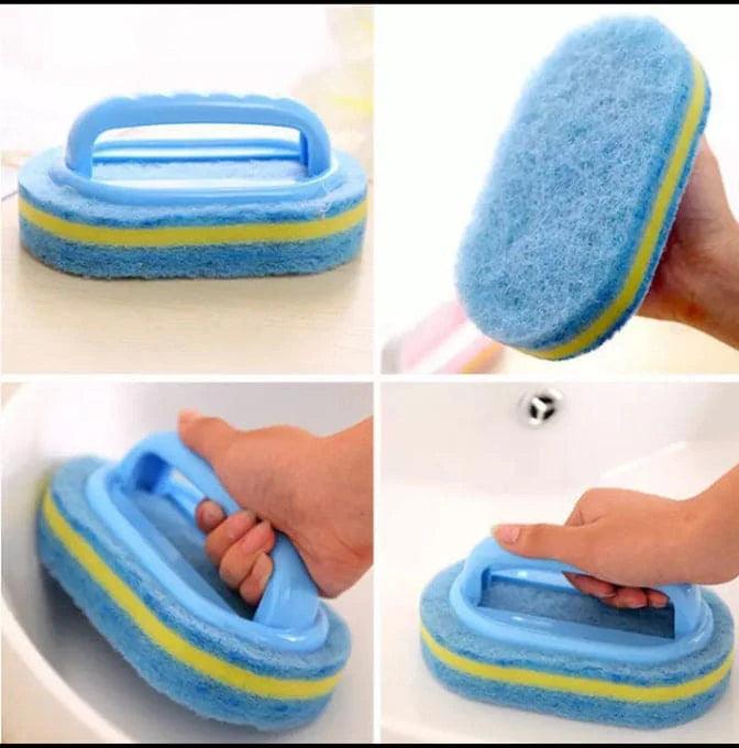 Plastic Magic Sponge with Handle - Powerful Cleaning Assistant for Effortless Scrubbing