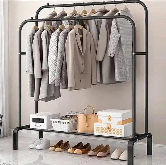 Double Pole Metal Cloth Stand for Home and Office Use
