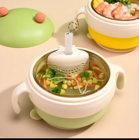 Bamboo Fibre Stainless Steel Soup Bowl with Lid