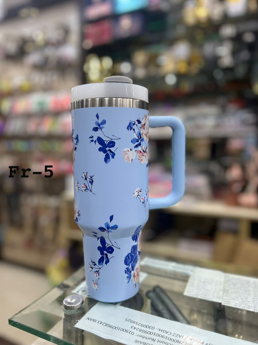 Premium Blue Blossom 40oz Tumbler With Handle – 1200ml