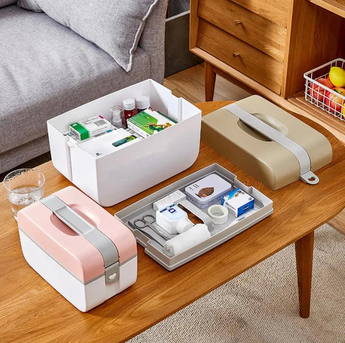 Large Medicine Organizer - Two-Layer Multi-Tier First Aid Storage Box and Portable Travel Medical Case - Clarify.pk