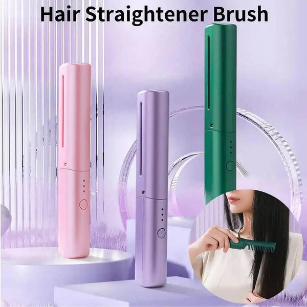 Cordless Wireless Rechargeable Travel Comb Hair Straightener,